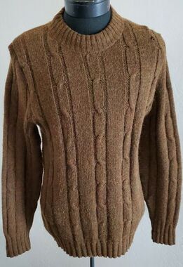 Vintage Brentwood Brown Virgin Wool Rugged Knit Sweater~ Grunge~ Sz Large